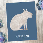 Cute Capybara Personalized Postcard<br><div class="desc">A fun watercolor capybara on a teal green background for animal and wildlife lovers.  Original art by Nic Squirrell. Change or remove the name to personalize,  or add your own text.</div>