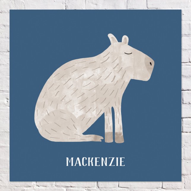 Cute Capybara Personalized Poster (Capybara personalized custom name poster for animal lovers.)