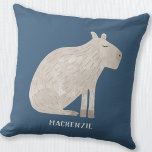 Cute Capybara Personalized Throw Pillow<br><div class="desc">A fun watercolor capybara on a teal green background for animal and wildlife lovers.  Original art by Nic Squirrell. Change or remove the name to personalize.</div>