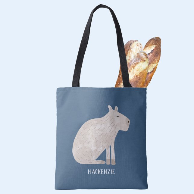 Cute Capybara Personalized Tote Bag (Fun personalized capybara tote bag f0r animal lovers)