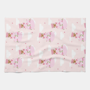 Cute Capybara Pink Hot Air Balloon Apron Kitchen Towel