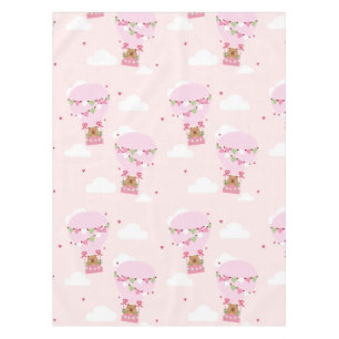 Cute Capybara Pink Hot Air Balloon  Tablecloth