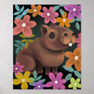 Cute Capybara Print. Poster