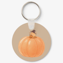 Cute Capybara Pumpkin Halloween Keychain