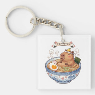 Cute Capybara Ramen Bowl Japanese Kawaii Anime Foo Keychain