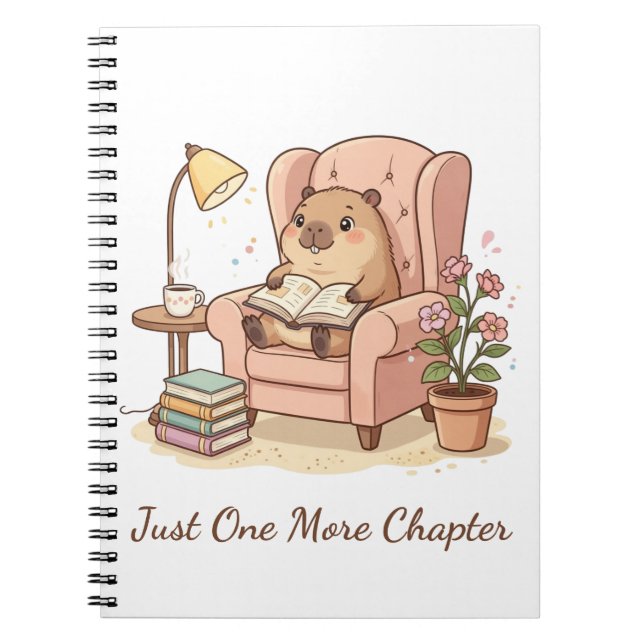 Cute Capybara Reading Notebook – Just One More Cha (Front)