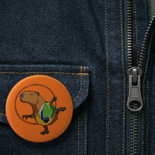 Cute Capybara Rhythmic Gymnastics Hoop Cartoon 2 Inch Round Button