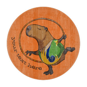 Cute Capybara Rhythmic Gymnastics Hoop Cartoon Cutting Board
