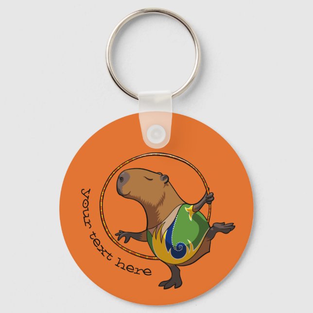 Cute Capybara Rhythmic Gymnastics Hoop Cartoon Keychain (Front)