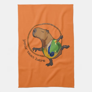 Cute Capybara Rhythmic Gymnastics Hoop Cartoon Kitchen Towel