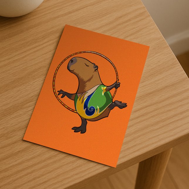 Cute Capybara Rhythmic Gymnastics Hoop Cartoon Postcard (Creator Uploaded)