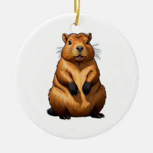 Cute Capybara Rodent Animal Illustration Ceramic Ornament