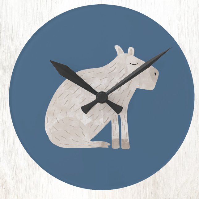 Cute Capybara Round Clock (Fun capybara art wall clock)