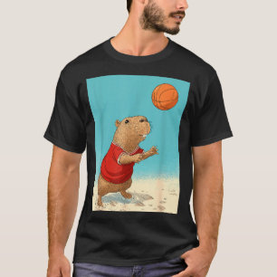 Cute Capybara Sports Funny Basketball T-Shirt