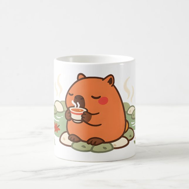 Cute Capybara Tea Time Onsen Hot Spring Mug (Center)