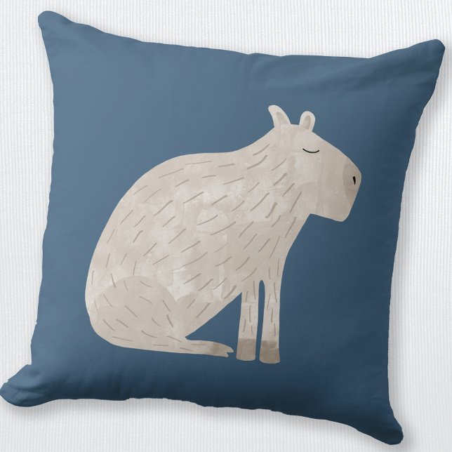 Cute Capybara Throw Pillow (Fun Capybara pillow for animal lovers)