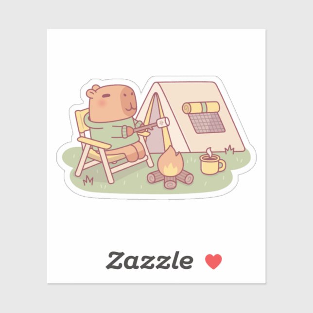 Cute Capybara Toasting Marshmallow At Campfire (Sheet)