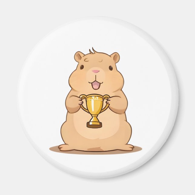Cute Capybara Trophy Winner Kawaii Design Magnet (Front)