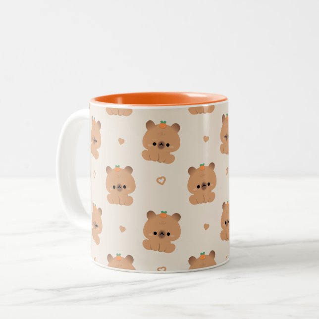 Cute Capybara Two-Tone Coffee Mug (Front Left)