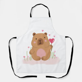 Cute Capybara Valentine Anniversary Kitchen Gift Apron