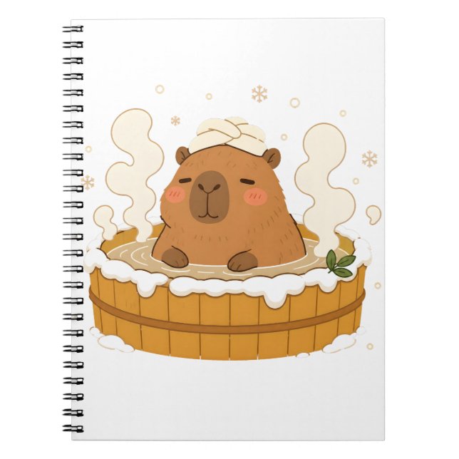 Cute Capybara Winter Onsen Snow Hot Spring  Notebook (Front)