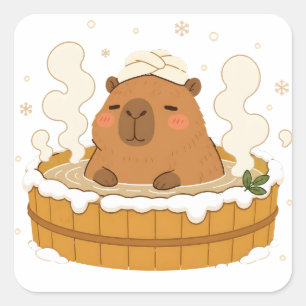 Cute Capybara Winter Onsen Snow Hot Spring Sticker