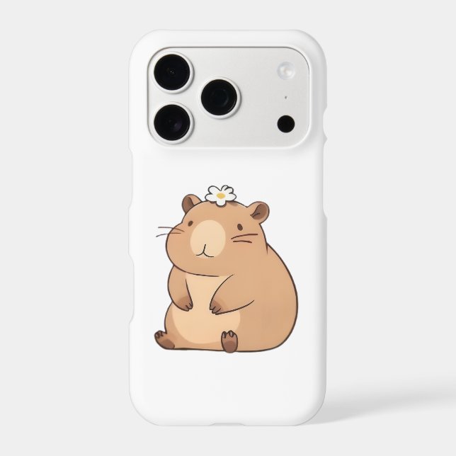 Cute Capybara with Daisy Flower Kawaii Design (Back)