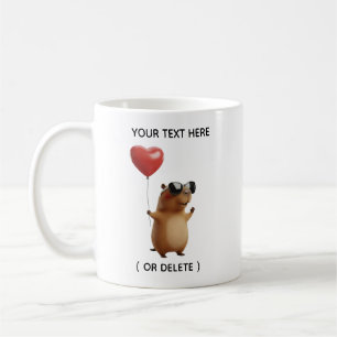 Cute Capybara with Heart Balloon Personalized Mug
