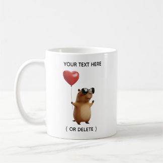 Cute Capybara with Heart Balloon Personalized Mug