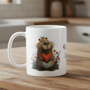 Cute Capybara with Heart Will You Be My Valentine? Coffee Mug