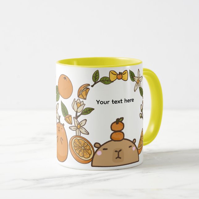 Cute Capybara with Oranges Mug (Front Right)