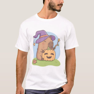 Cute Capybara Wizard and Squash Halloween T-Shirt