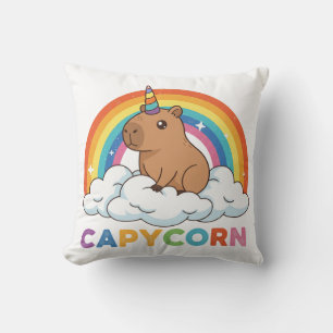 Cute Capycorn Capybara Unicorn Rainbow Throw Pillow