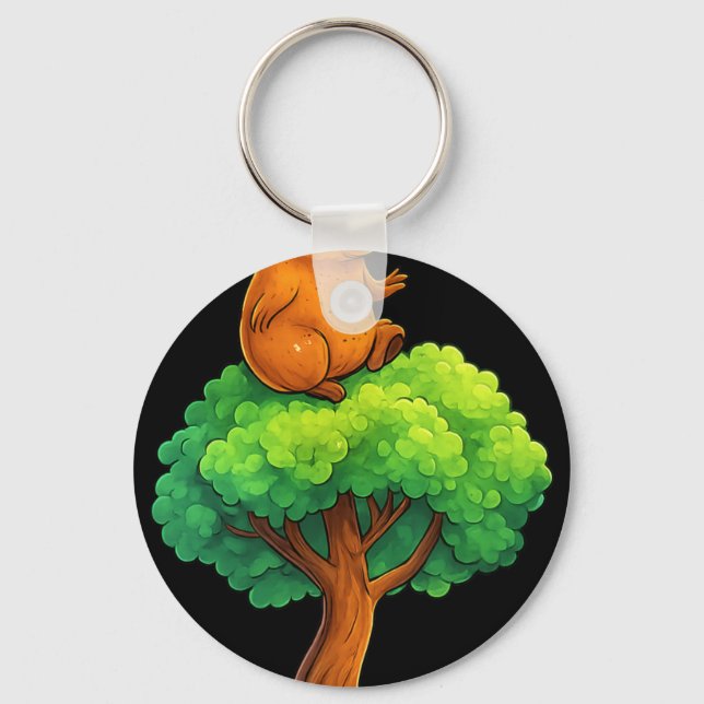 Cute Capyra Doing Yoga On A Tree Adorable Capys Ap Keychain (Front)