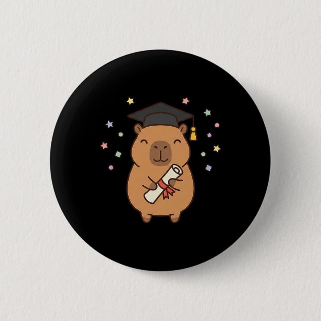 Cute Capyra Graduation Cl Of 2026 Senior Funny Gra 2 Inch Round Button (Front)