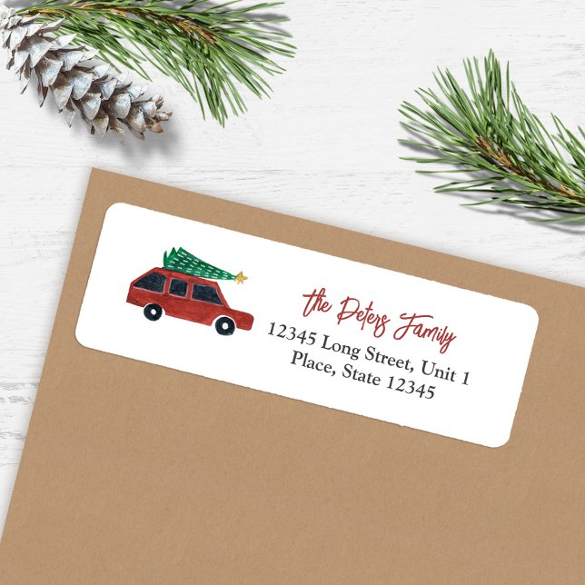 Cute Car Minimalistic Illustration Christmas  (Cute Car Minimalistic Illustration Christmas Label)