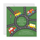 Cute Car Road Boys Baby shower Invitation