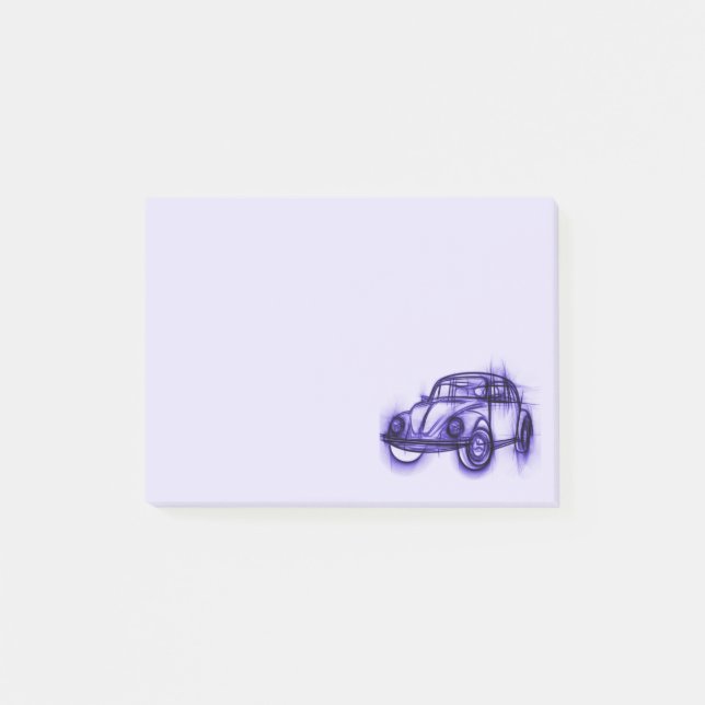 Cute Car Sketch in Purple Post-it Notes (Front)