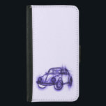 Cute Car Sketch in Purple Samsung Galaxy S5 Wallet Case<br><div class="desc">A sketch drawing of a car with purple tones. Looks like a designers early rendition of a prototype.</div>