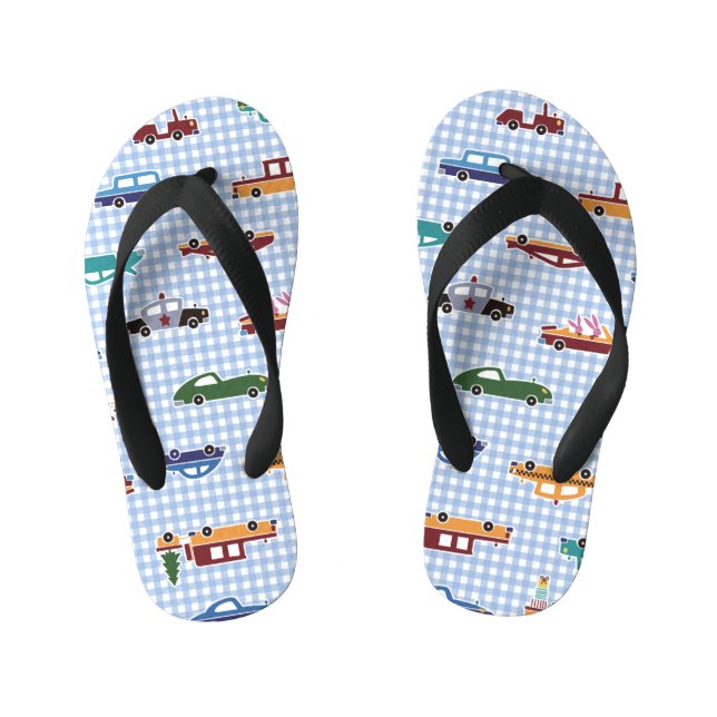 Cute Car Sketch: Simple Seamless Kid's Flip Flops (Footbed)