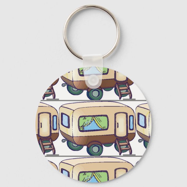 Cute caravan camping lovers keychain (Front)