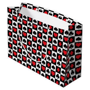 Cute card suit pattern casino party gambling large gift bag