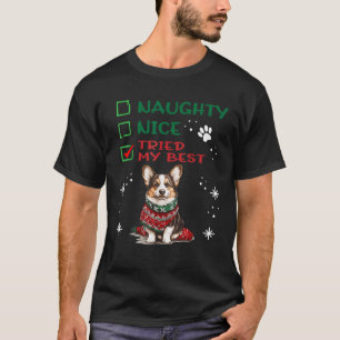 Cute Cardigan Welsh Corgi Dog Christmas Naughty Ni T-Shirt