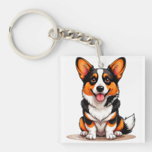 Cute Cardigan Welsh Corgi Puppy Character Cartoon Keychain