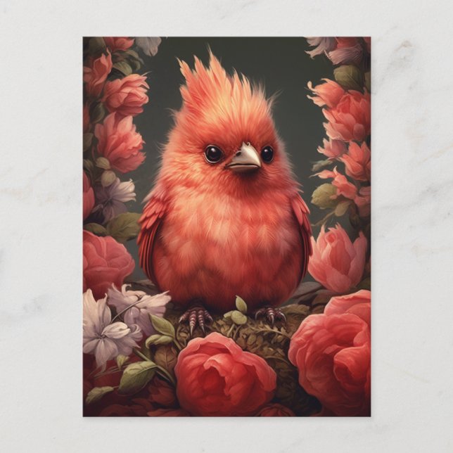 Cute Cardinal Bird - Whimsical Painting Postcard (Front)