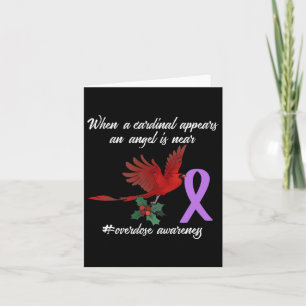 Cute Cardinal Purples Ribbon Overdose Awareness An Card