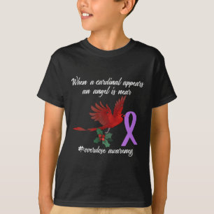 Cute Cardinal Purples Ribbon Overdose Awareness An T-Shirt