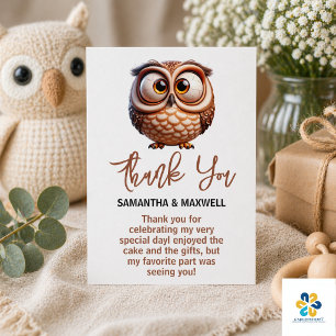 Cute Caricature Owl Baby Boy Shower Enclosure Card