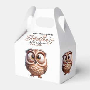 Cute Caricature Owl Baby Boy Shower Favor Box