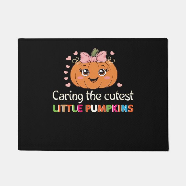 Cute Caring For the Cutest Little Pumpkins Nurse H Doormat (Front)